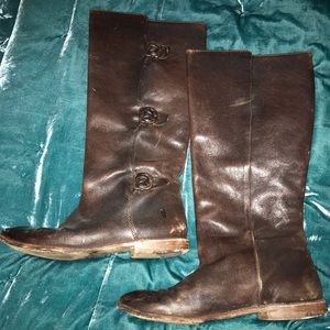 Brown leather Frye riding boots